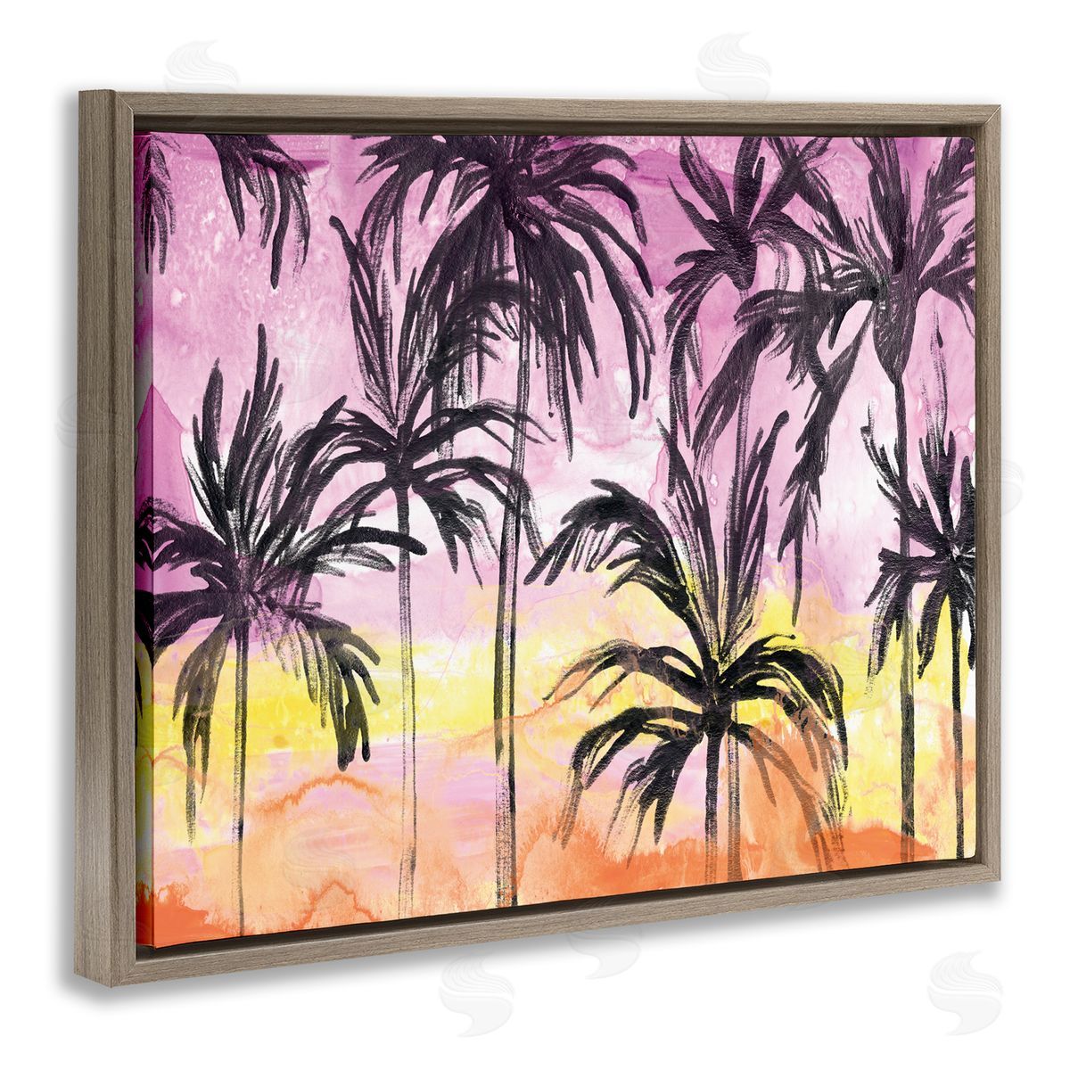 June Erica Vess Tropical Island Sunset Whimsical Palm Trees Silhouettes