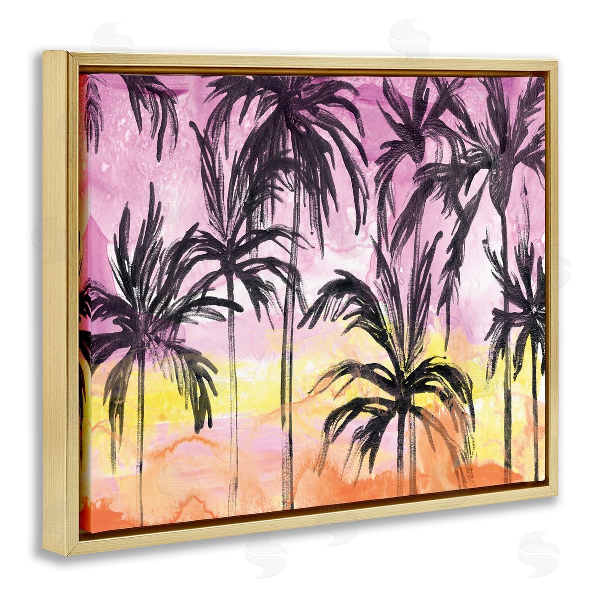 June Erica Vess Tropical Island Sunset Whimsical Palm Trees Silhouettes