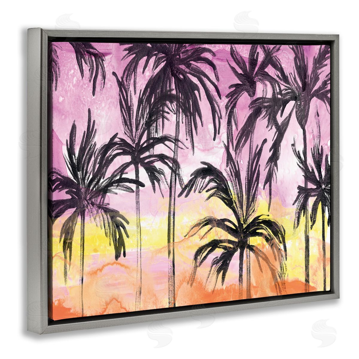 June Erica Vess Tropical Island Sunset Whimsical Palm Trees Silhouettes