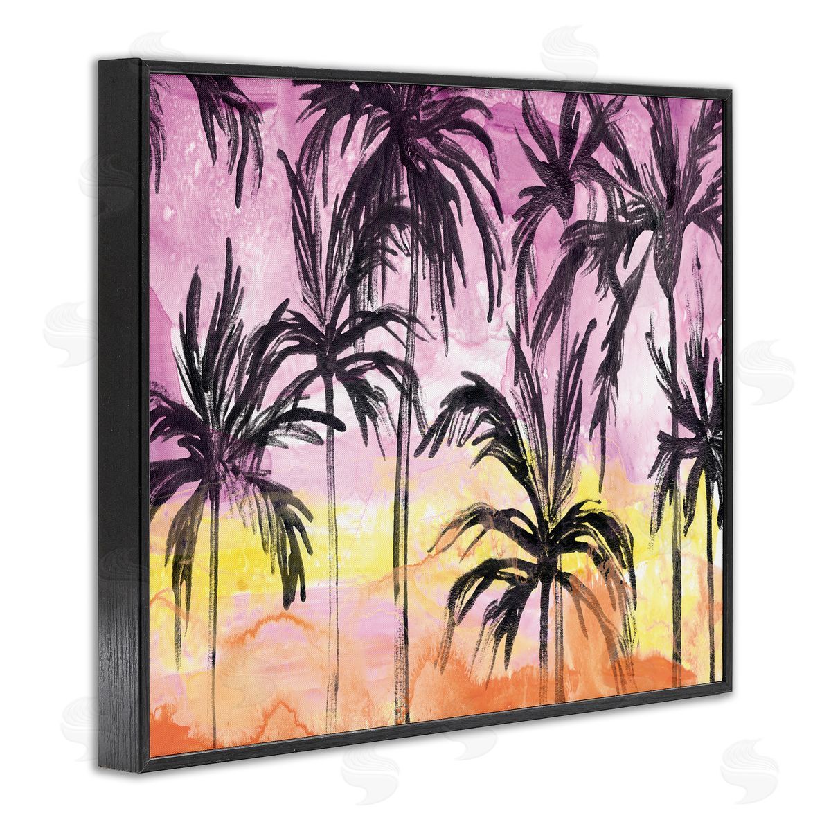 June Erica Vess Tropical Island Sunset Whimsical Palm Trees Silhouettes