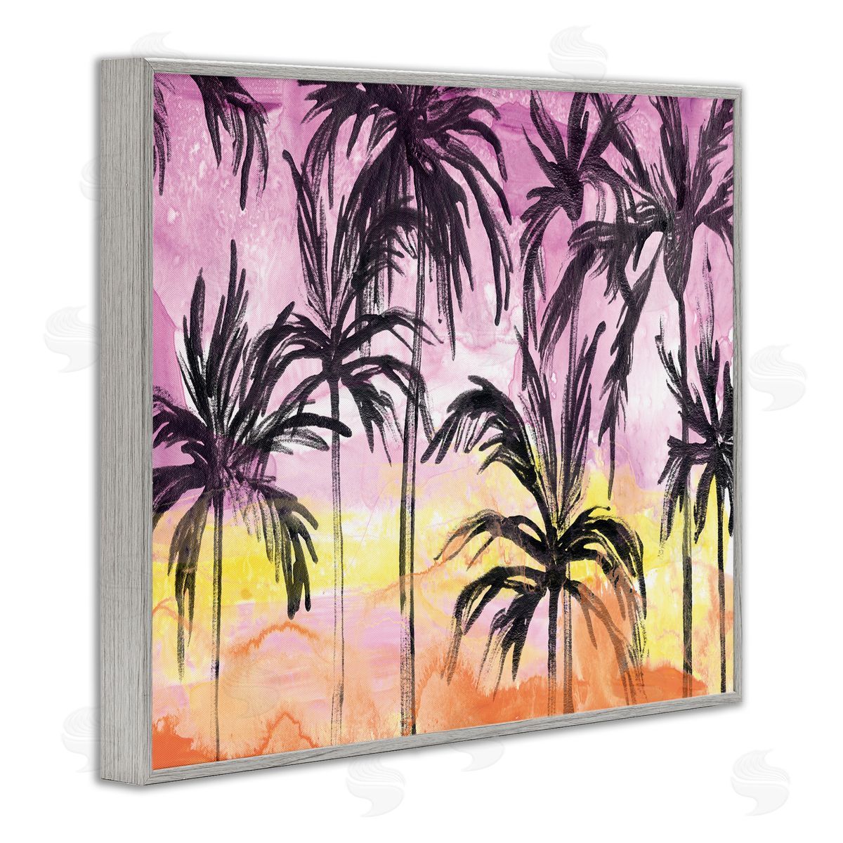June Erica Vess Tropical Island Sunset Whimsical Palm Trees Silhouettes