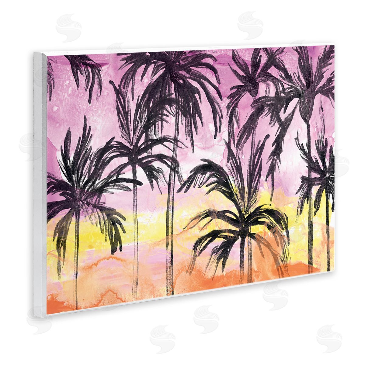 June Erica Vess Tropical Island Sunset Whimsical Palm Trees Silhouettes