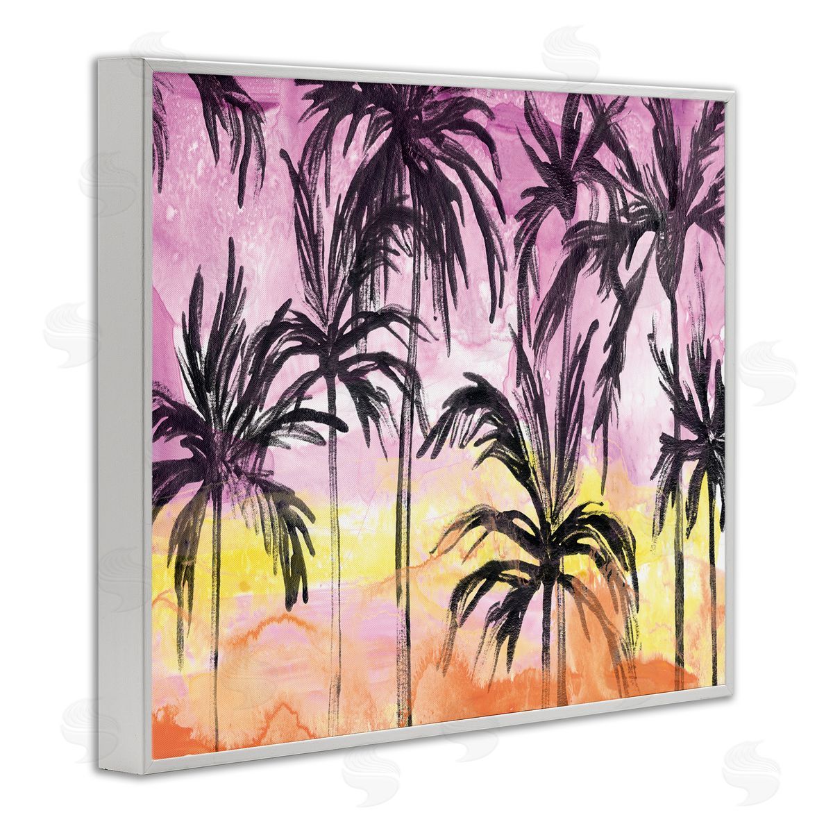 June Erica Vess Tropical Island Sunset Whimsical Palm Trees Silhouettes
