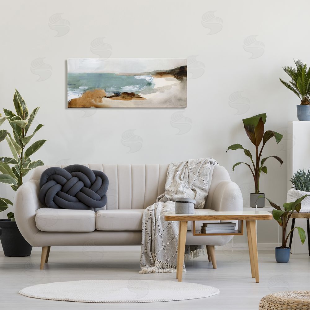 Victoria Barnes Cloudy Grey Beach Landscape Abstraction Crashing Waves