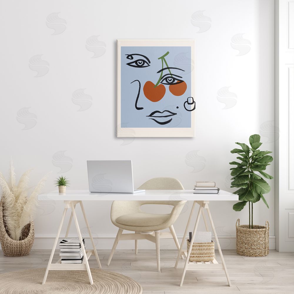 Melissa Wang Abstract Face Bold Cherries Purple Beauty Mark