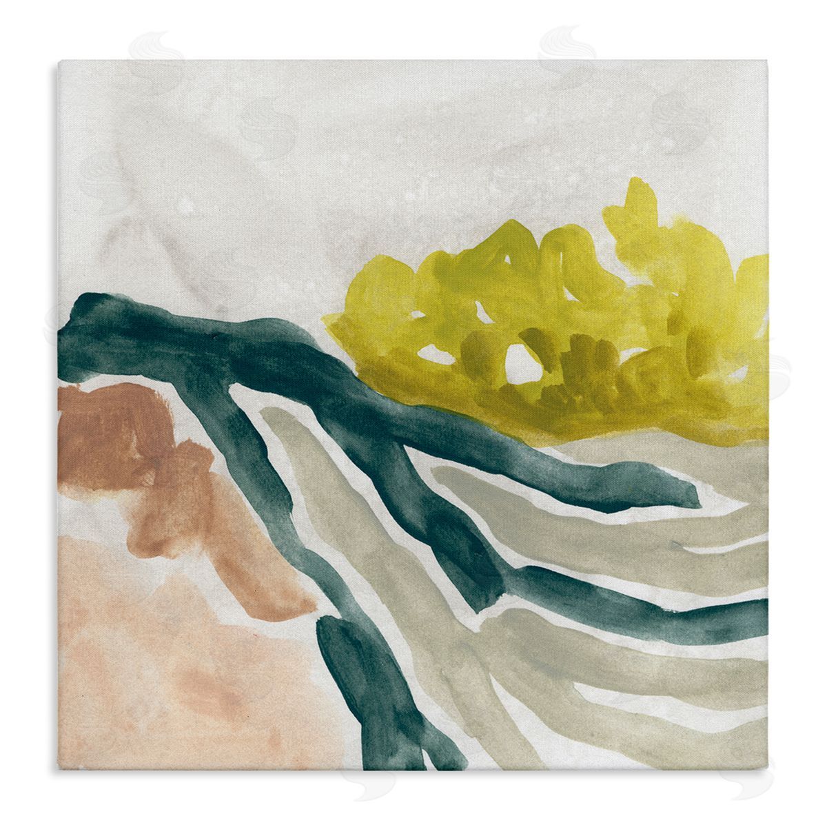 June Erica Vess River Stream Running Soft Abstract Nature Landscape Stretched Canvas Wall Art Print