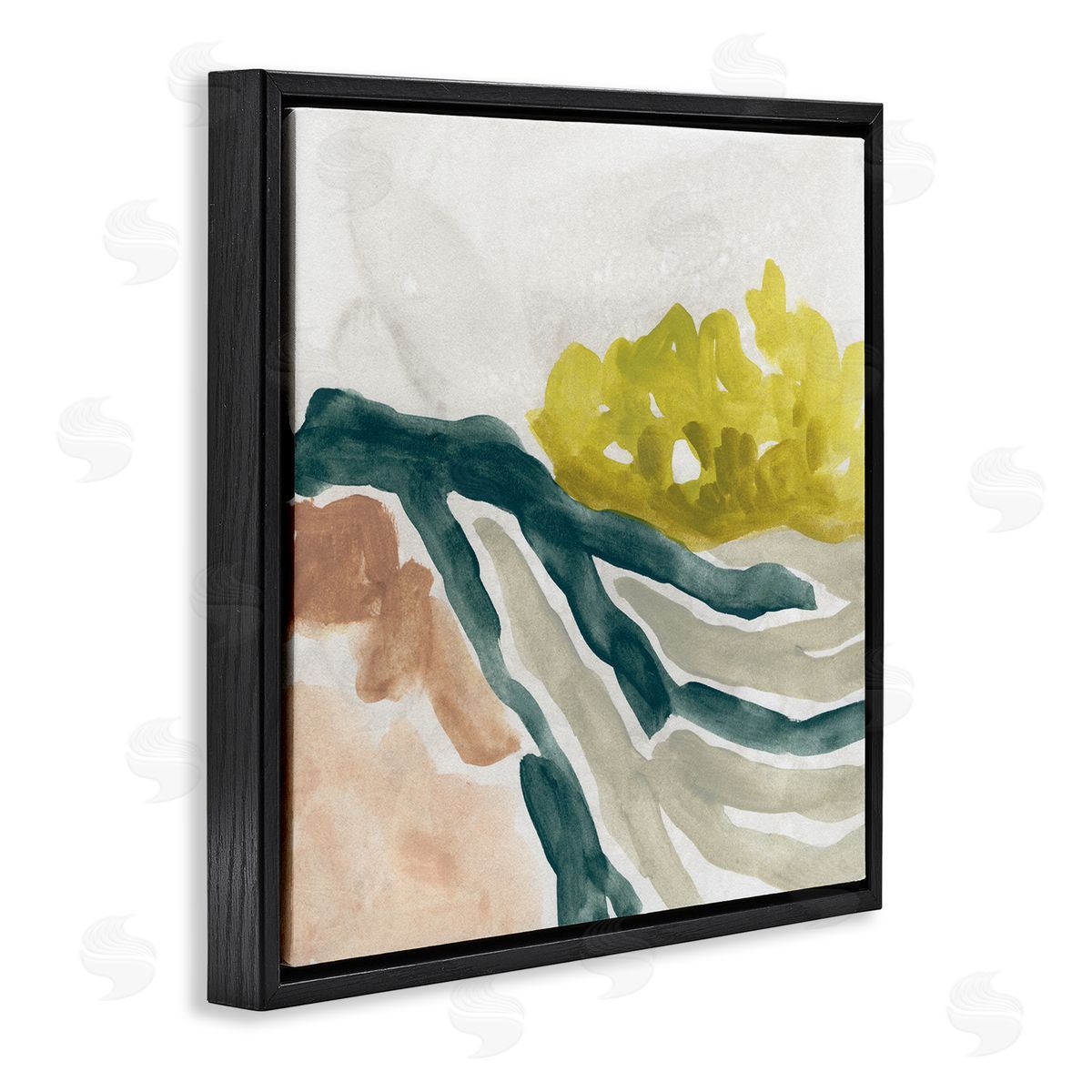 June Erica Vess River Stream Running Soft Abstract Nature Landscape Black Floating Frame Canvas Wall Art Print
