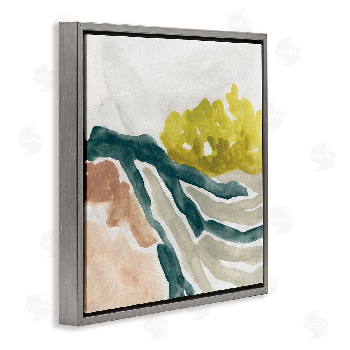 June Erica Vess River Stream Running Soft Abstract Nature Landscape Gray Floating Frame Canvas Wall Art Print