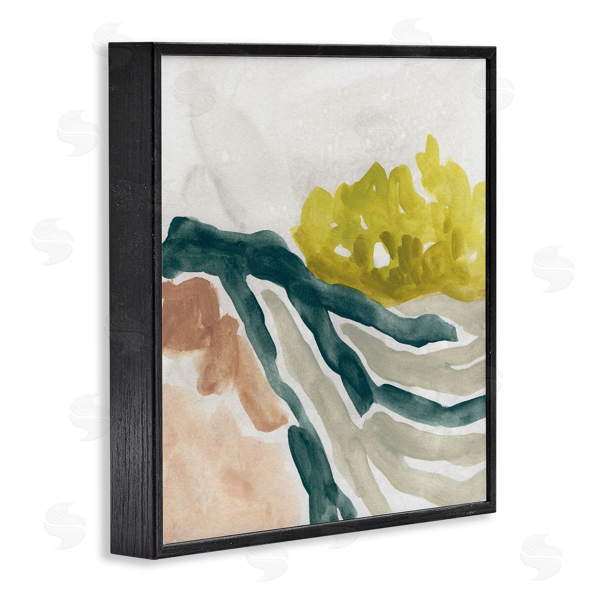 June Erica Vess River Stream Running Soft Abstract Nature Landscape Black Framed Glicee Wall Art Print