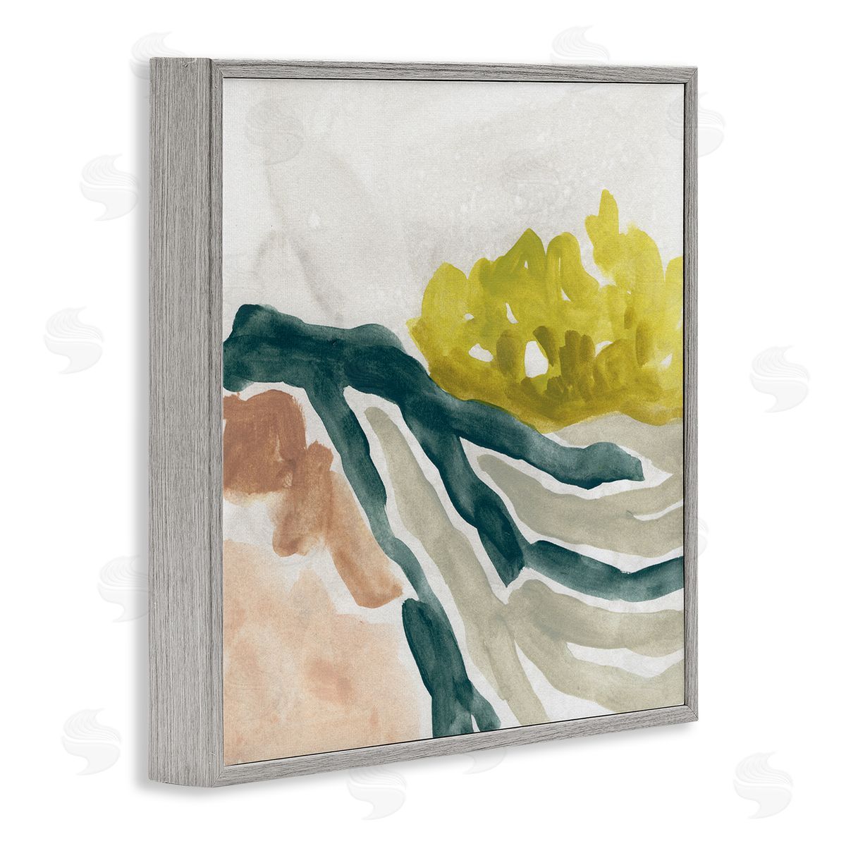 June Erica Vess River Stream Running Soft Abstract Nature Landscape Gray Framed Glicee Wall Art Print