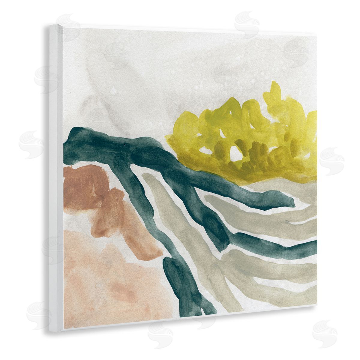 June Erica Vess River Stream Running Soft Abstract Nature Landscape Wooden Wall Plaque Art Print