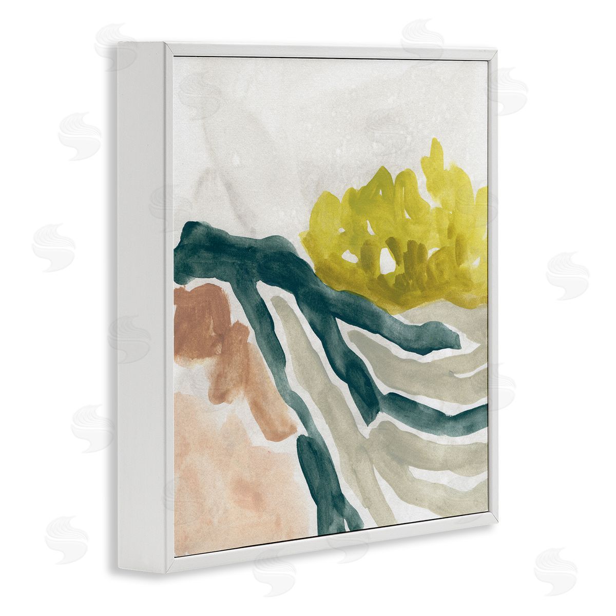 June Erica Vess River Stream Running Soft Abstract Nature Landscape White Framed Glicee Wall Art Print