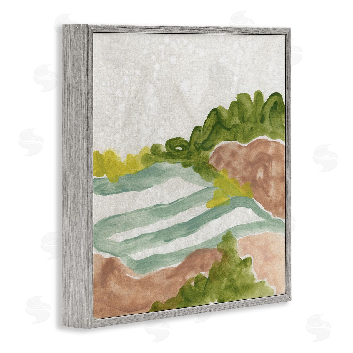 June Erica Vess Green Bush Meadow Landscape Soft Rolling Fields Gray Framed Glicee Wall Art Print