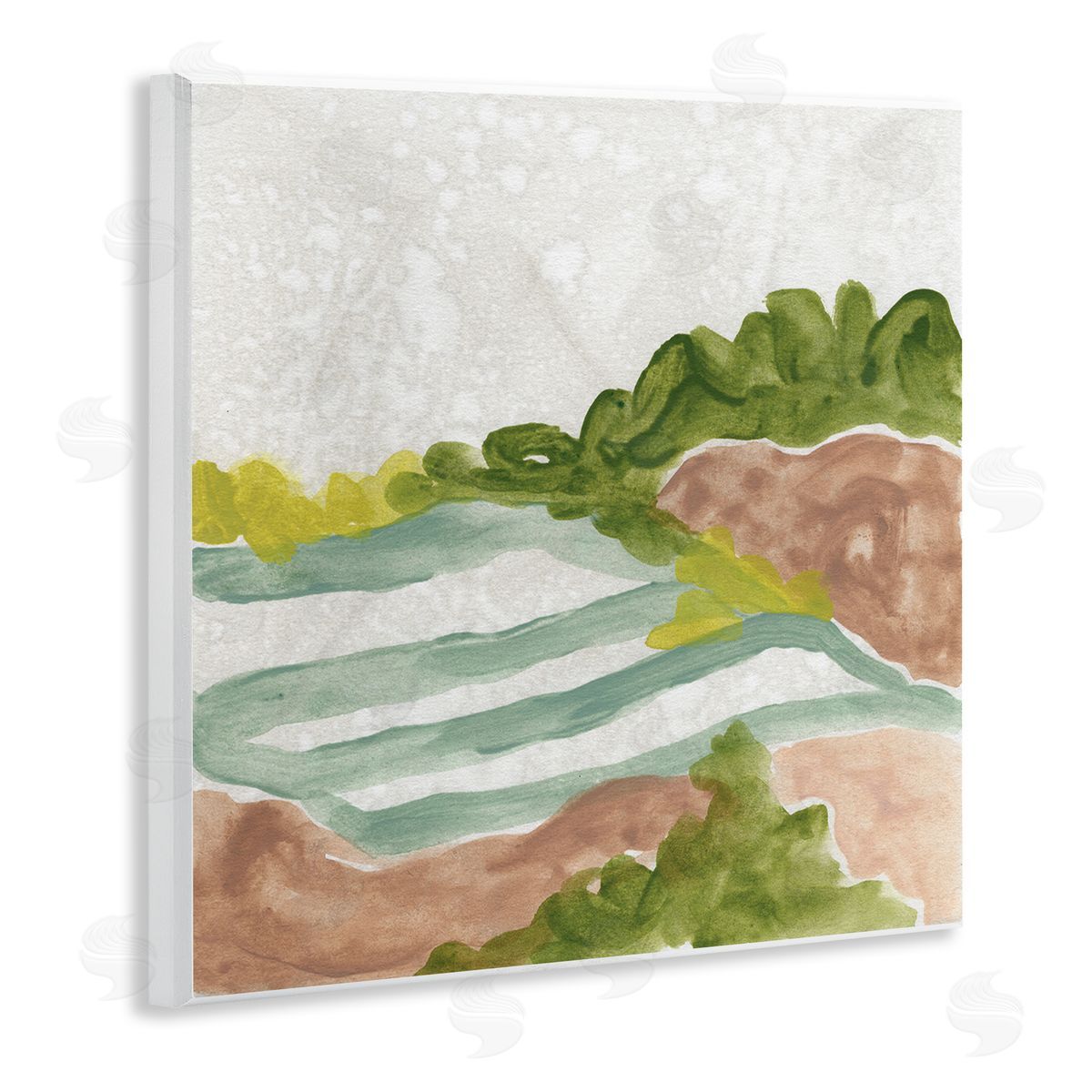 June Erica Vess Green Bush Meadow Landscape Soft Rolling Fields Wooden Wall Plaque Art Print