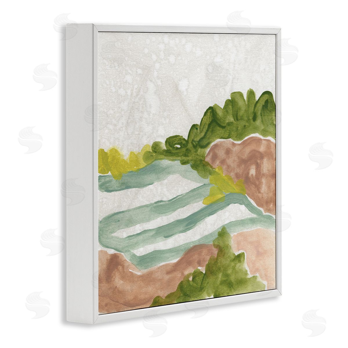 June Erica Vess Green Bush Meadow Landscape Soft Rolling Fields White Framed Glicee Wall Art Print