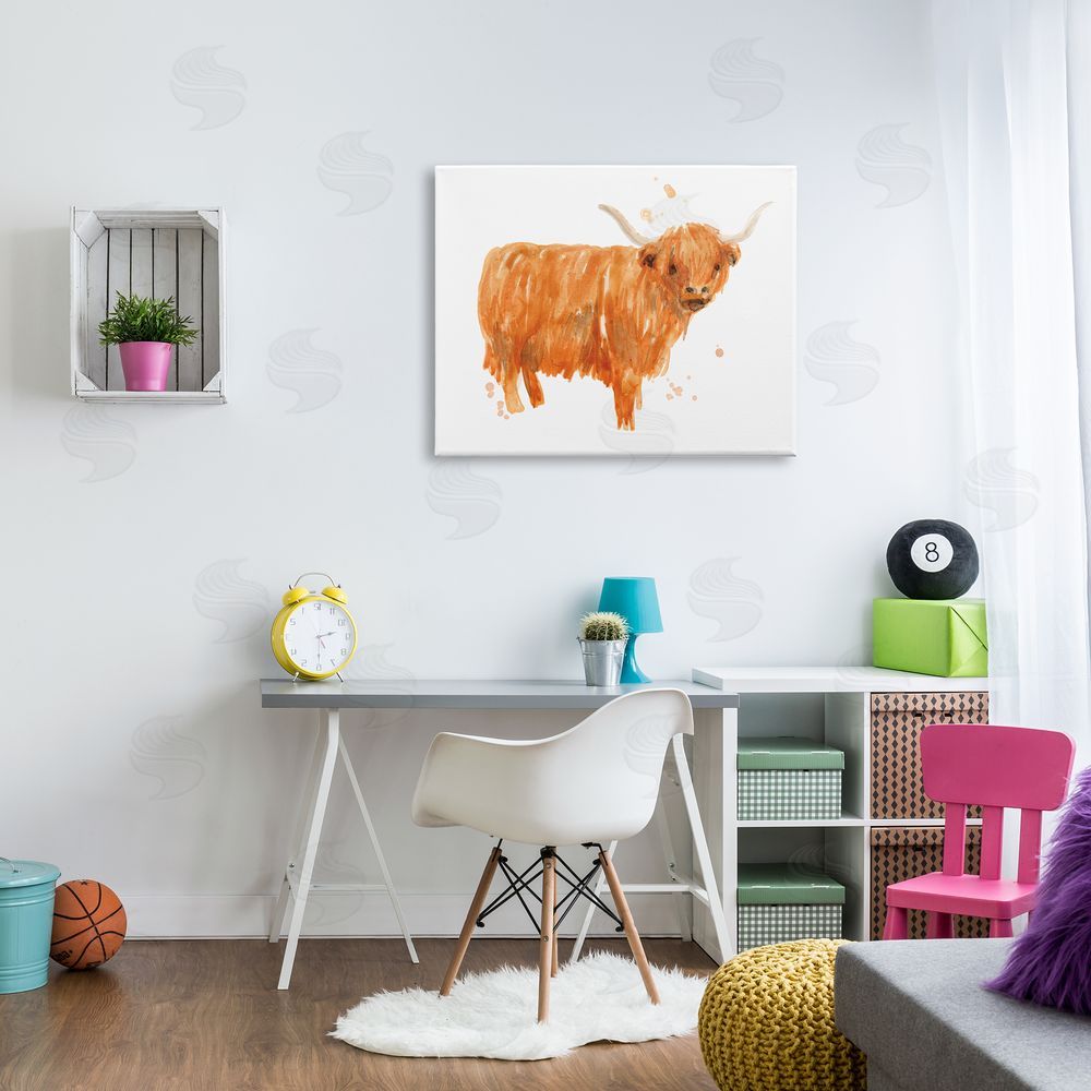 June Erica Vess Highland Cattle Whimsical Orange Farm Animal Yak