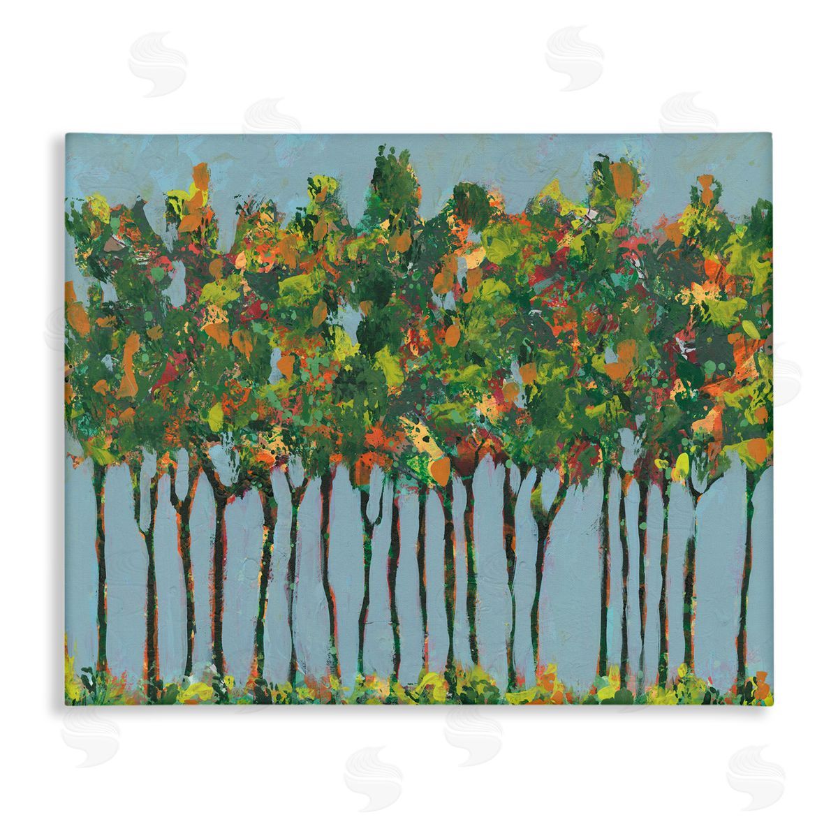 Regina Moore Abstract Trees Seasonal Transition Leaves Blue Sky