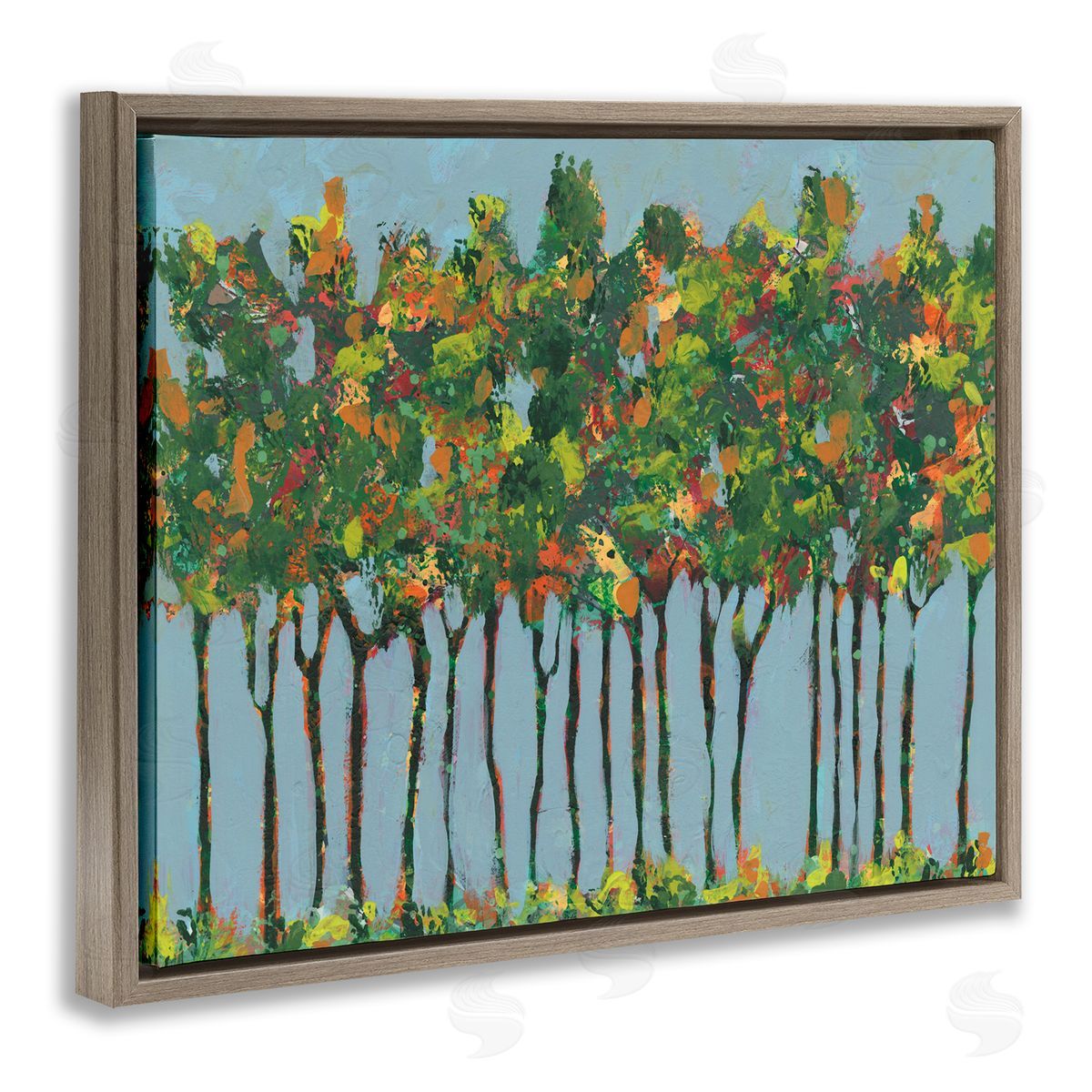 Regina Moore Abstract Trees Seasonal Transition Leaves Blue Sky
