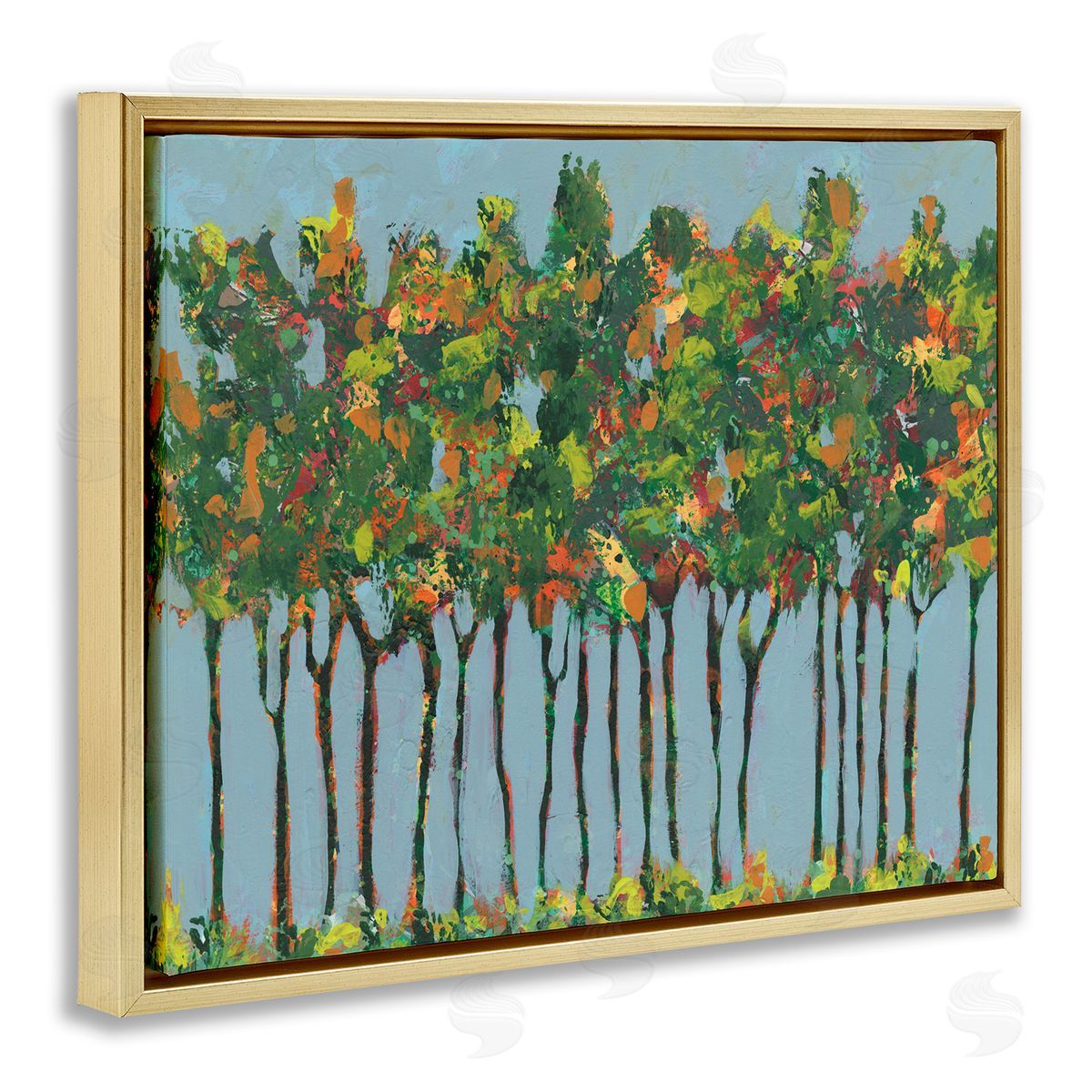Regina Moore Abstract Trees Seasonal Transition Leaves Blue Sky