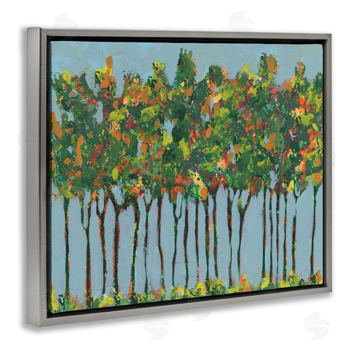 Regina Moore Abstract Trees Seasonal Transition Leaves Blue Sky