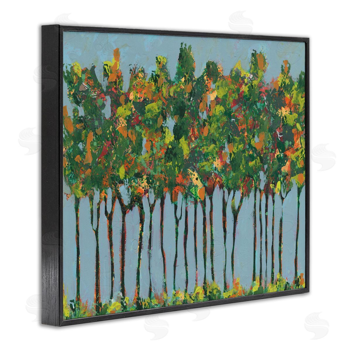 Regina Moore Abstract Trees Seasonal Transition Leaves Blue Sky