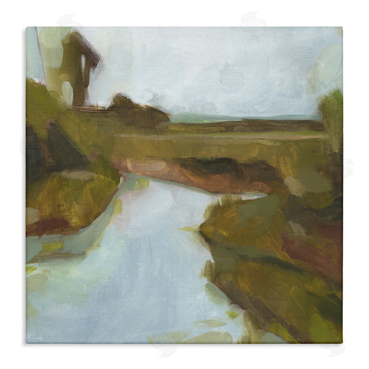 Jacob Green Blurred Country Creek Landscape Soft Murky Waters Stretched Canvas Wall Art Print