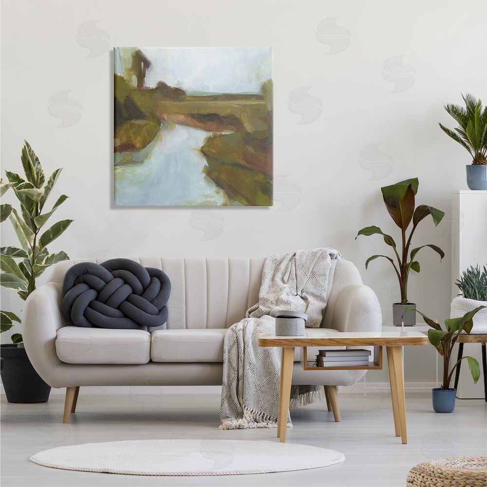 Jacob Green Blurred Country Creek Landscape Soft Murky Waters Canvas Wall Art in Room