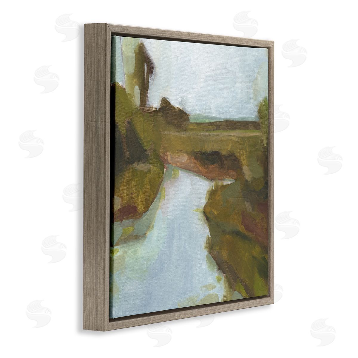 Jacob Green Blurred Country Creek Landscape Soft Murky Waters Brown Floating Frame Canvas Wall Art Print