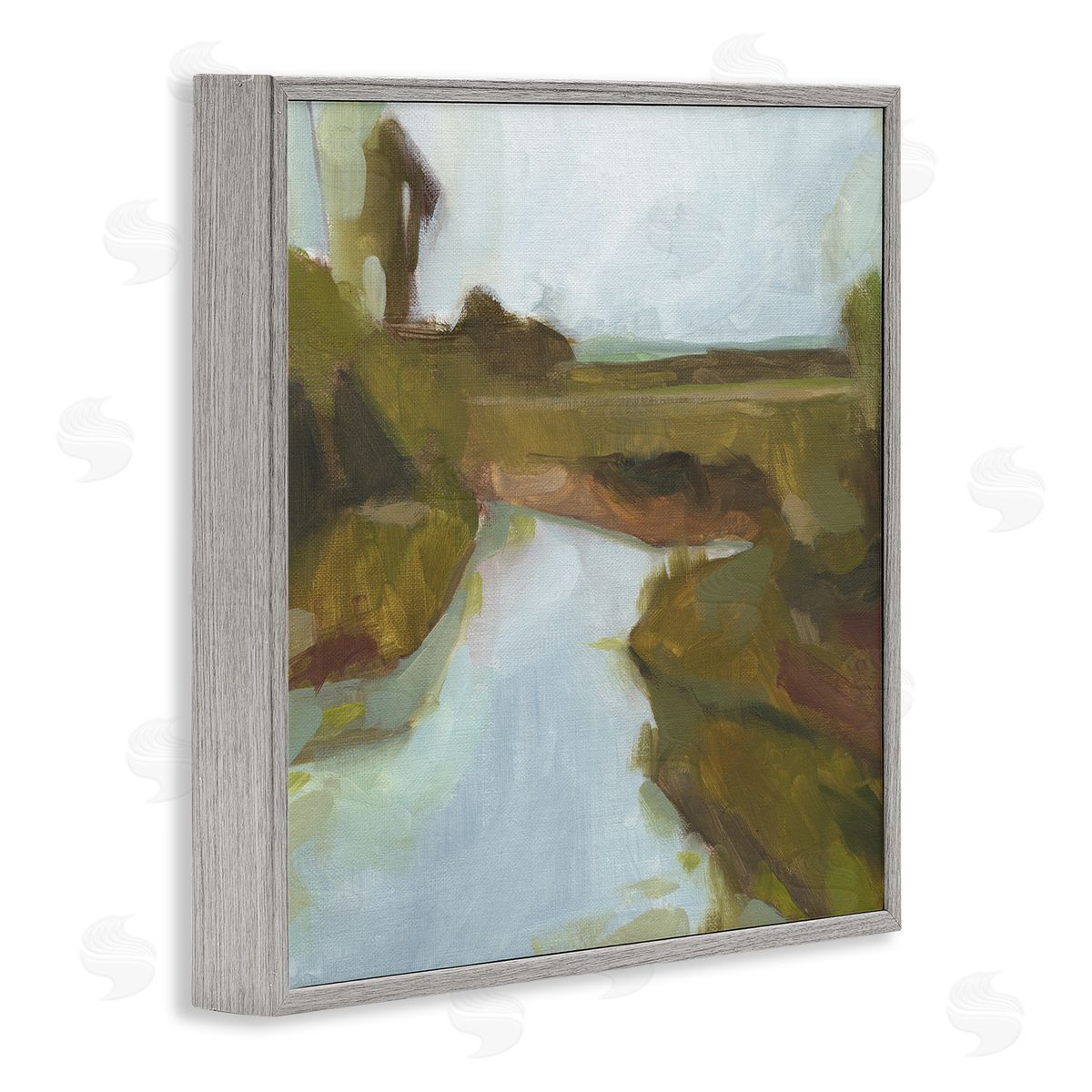 Jacob Green Blurred Country Creek Landscape Soft Murky Waters Gray Framed Glicee Wall Art Print