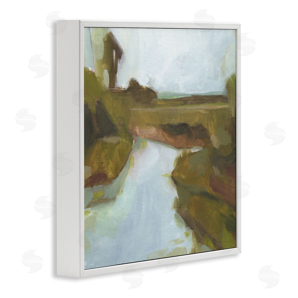 Jacob Green Blurred Country Creek Landscape Soft Murky Waters White Framed Glicee Wall Art Print
