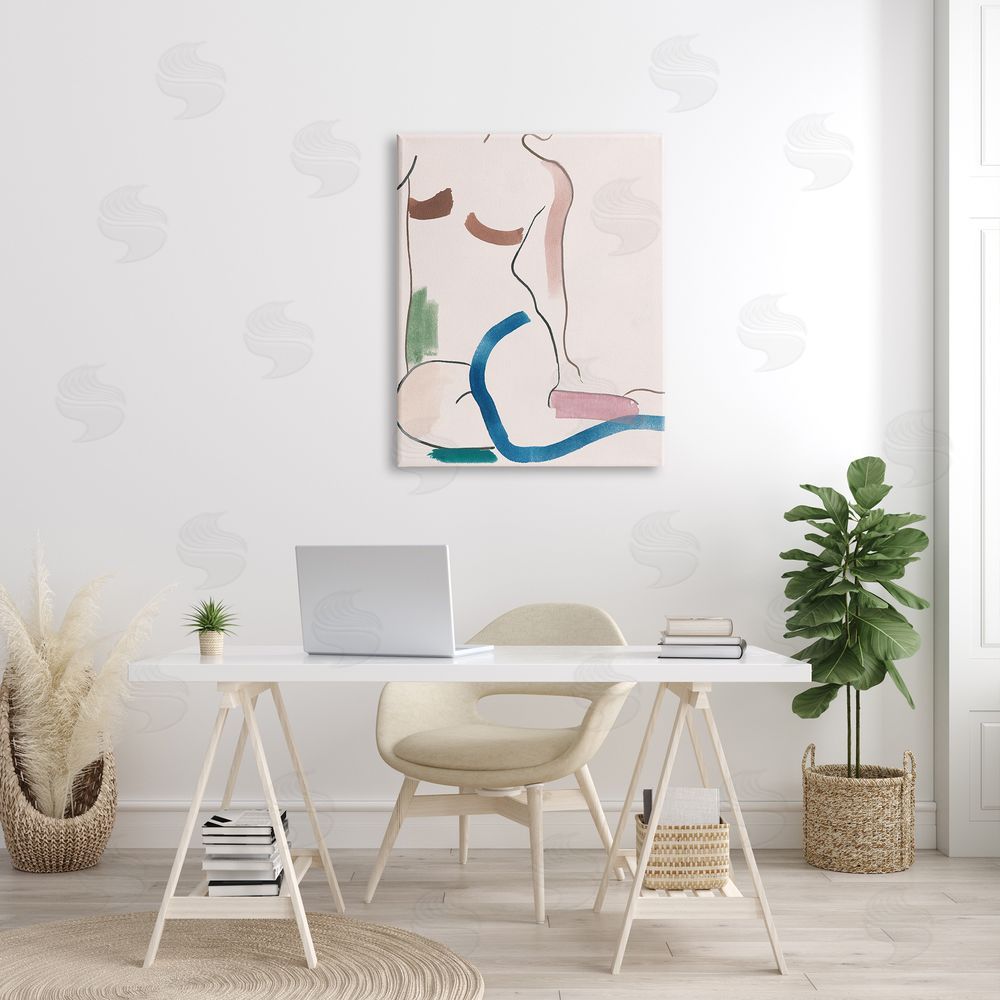 Melissa Wang Abstract Seated Female Figure Playful Thick Lines