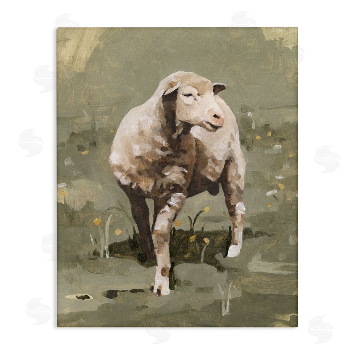 Emma Caroline Impressionistic Spring Sheep Grazing Grassy Farm Field