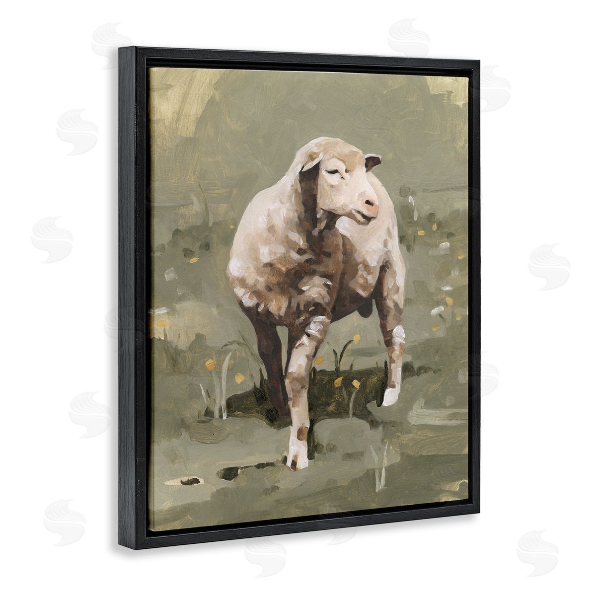 Emma Caroline Impressionistic Spring Sheep Grazing Grassy Farm Field