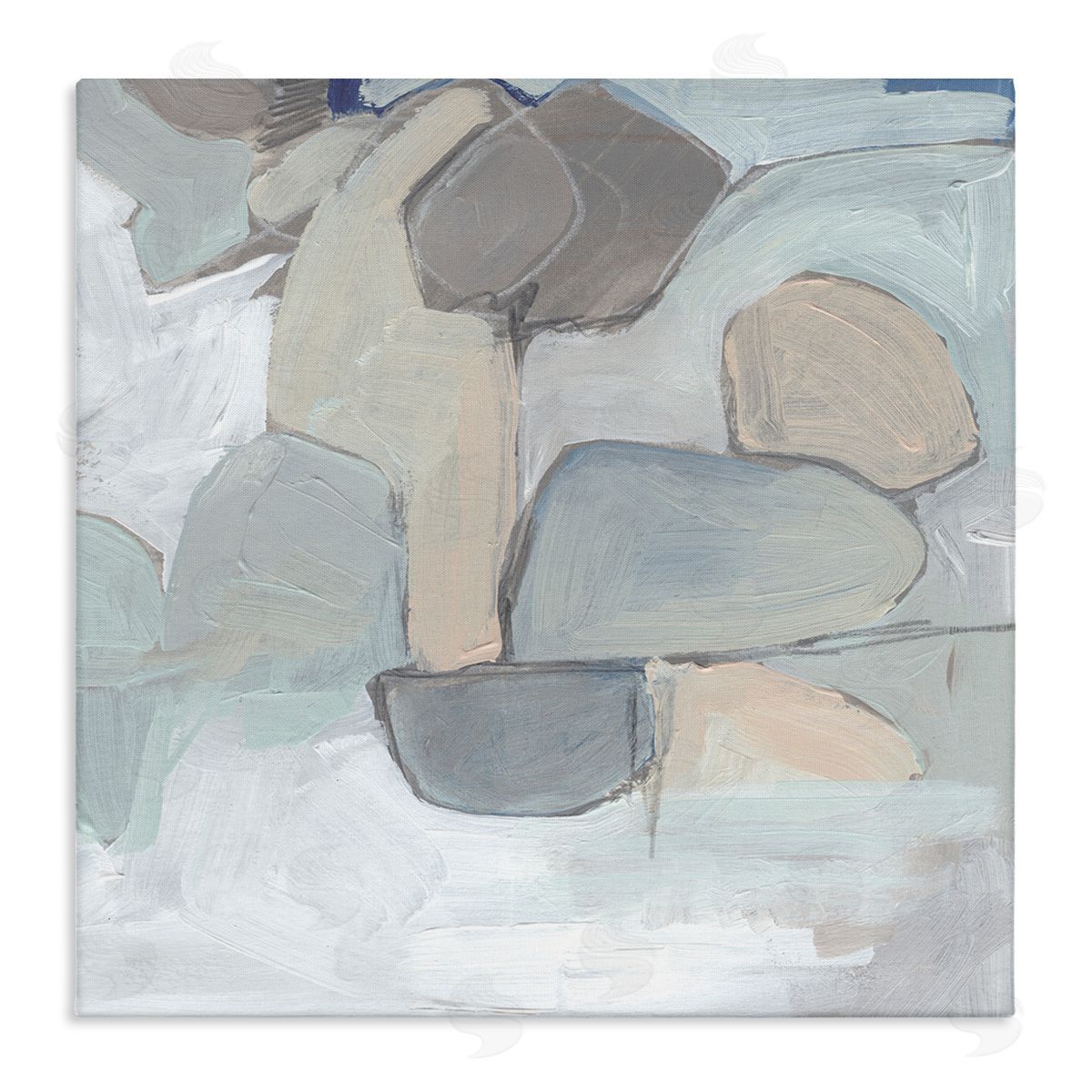 Jennifer Paxton Parker Abstract Neutral Geometric Shapes Round Rock Landscape Stretched Canvas Wall Art Print