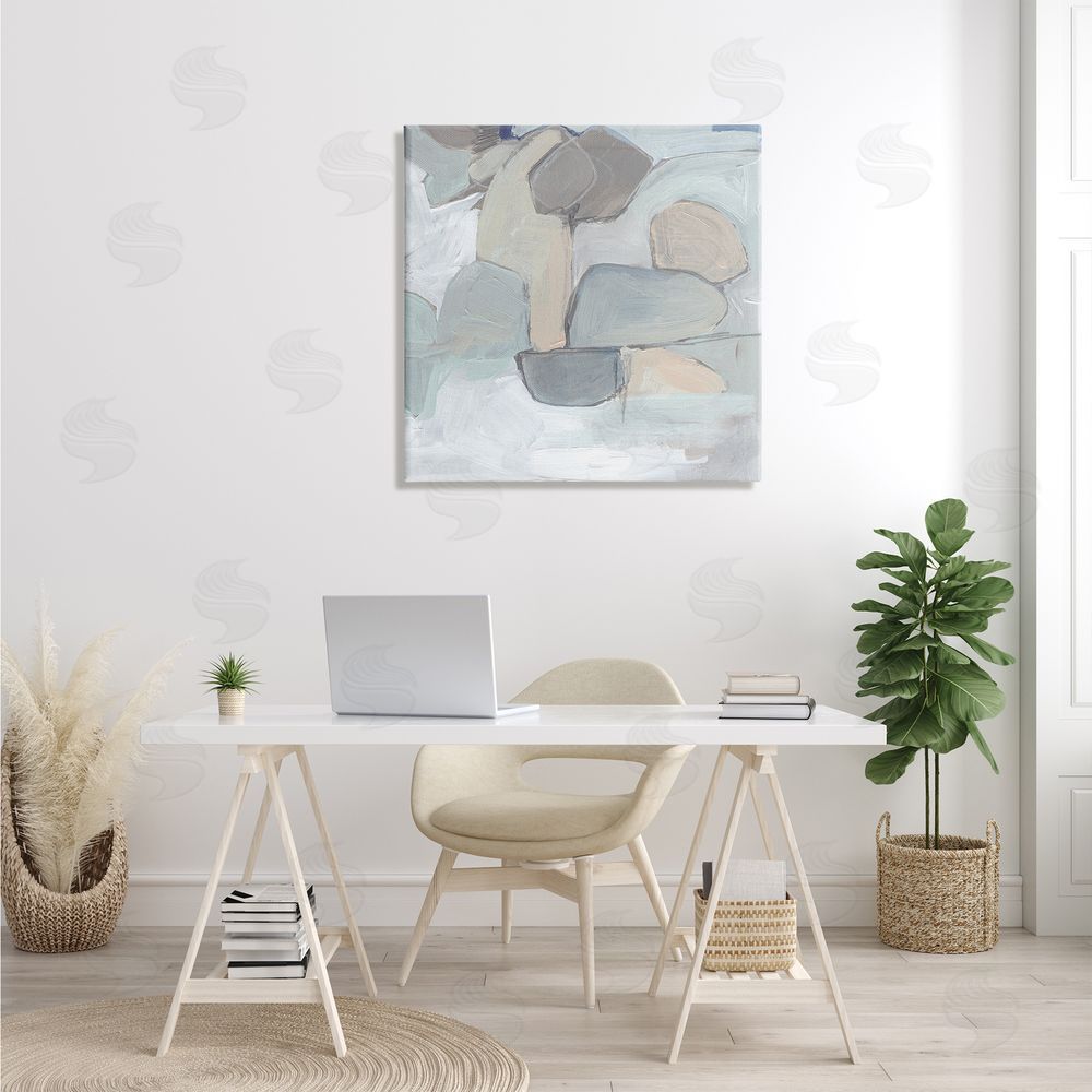 Jennifer Paxton Parker Abstract Neutral Geometric Shapes Round Rock Landscape Canvas Wall Art in Room