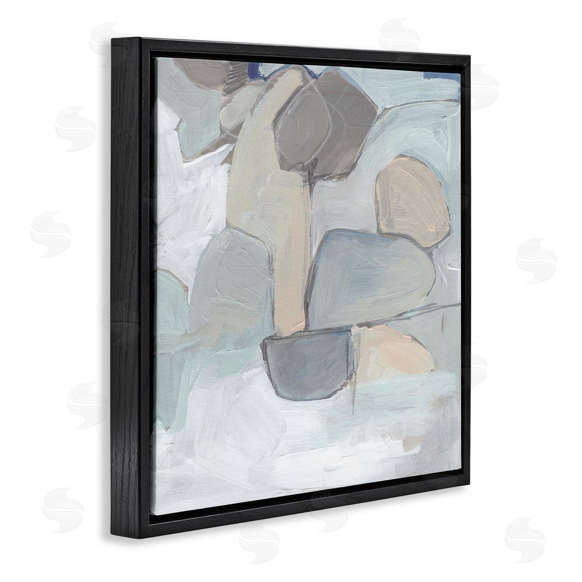 Jennifer Paxton Parker Abstract Neutral Geometric Shapes Round Rock Landscape Black Floating Frame Canvas Wall Art Print