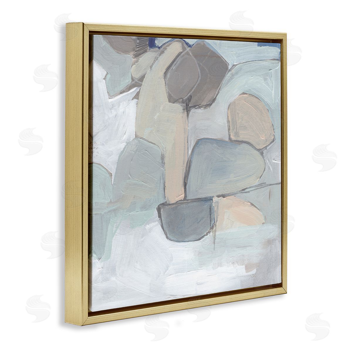 Jennifer Paxton Parker Abstract Neutral Geometric Shapes Round Rock Landscape Gold Floating Frame Canvas Wall Art Print