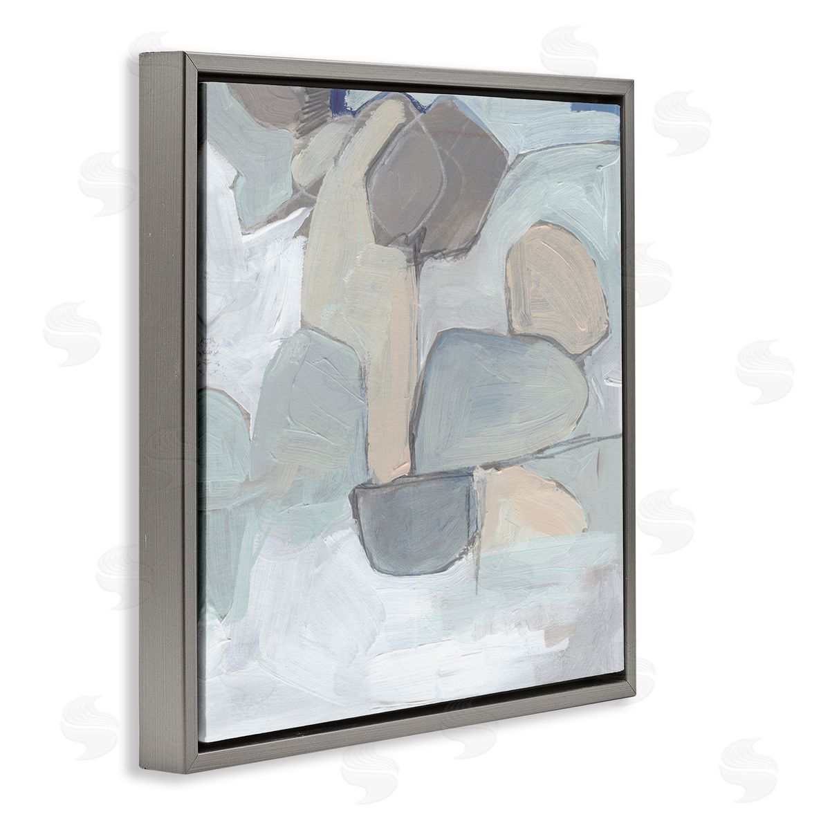 Jennifer Paxton Parker Abstract Neutral Geometric Shapes Round Rock Landscape Gray Floating Frame Canvas Wall Art Print
