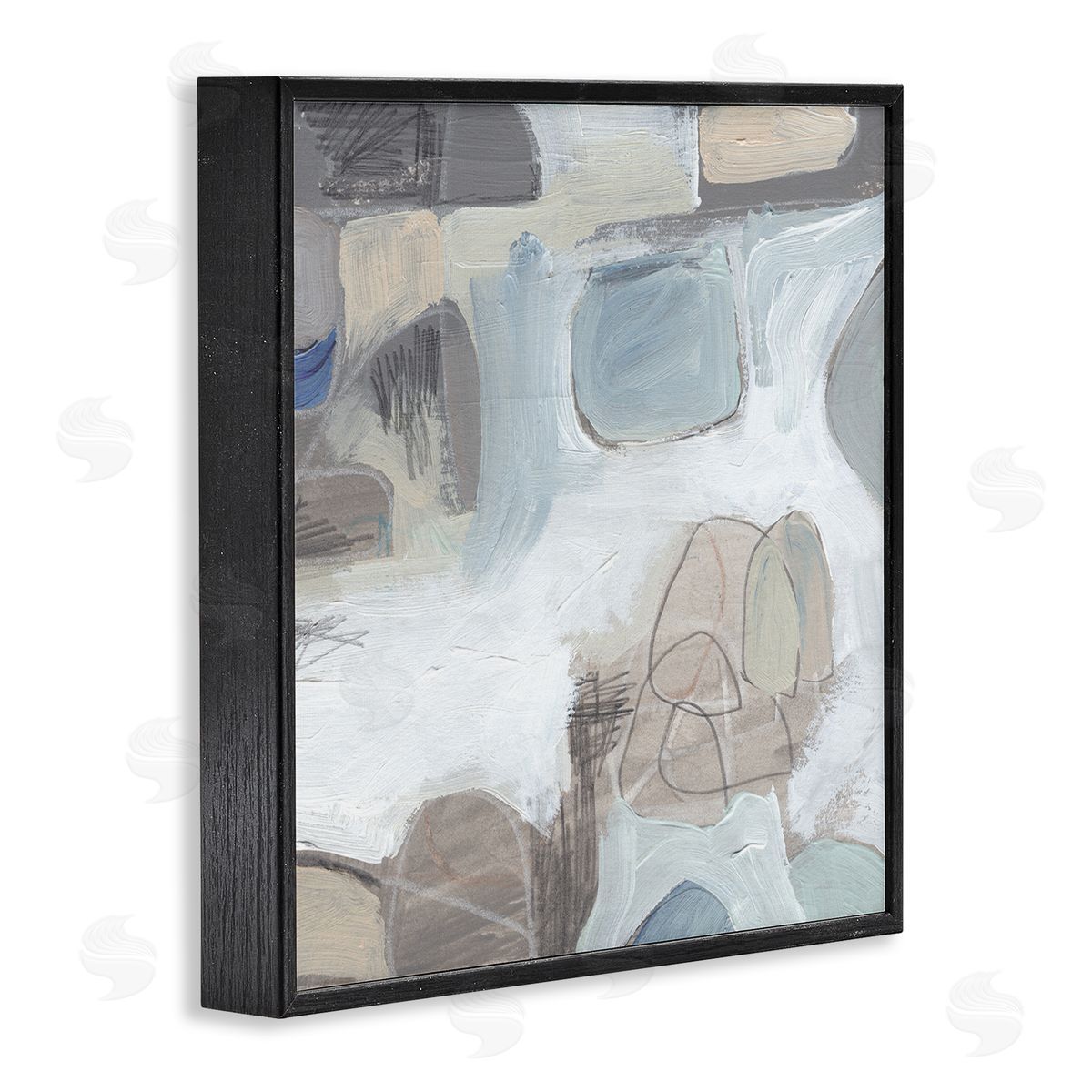 Jennifer Paxton Parker Conceptual Geometric Shapes Busy Lines Grey Blue Black Framed Glicee Wall Art Print