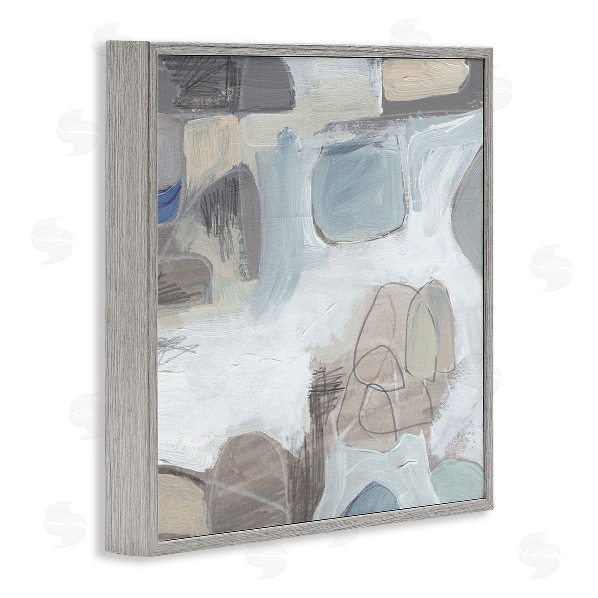 Jennifer Paxton Parker Conceptual Geometric Shapes Busy Lines Grey Blue Gray Framed Glicee Wall Art Print