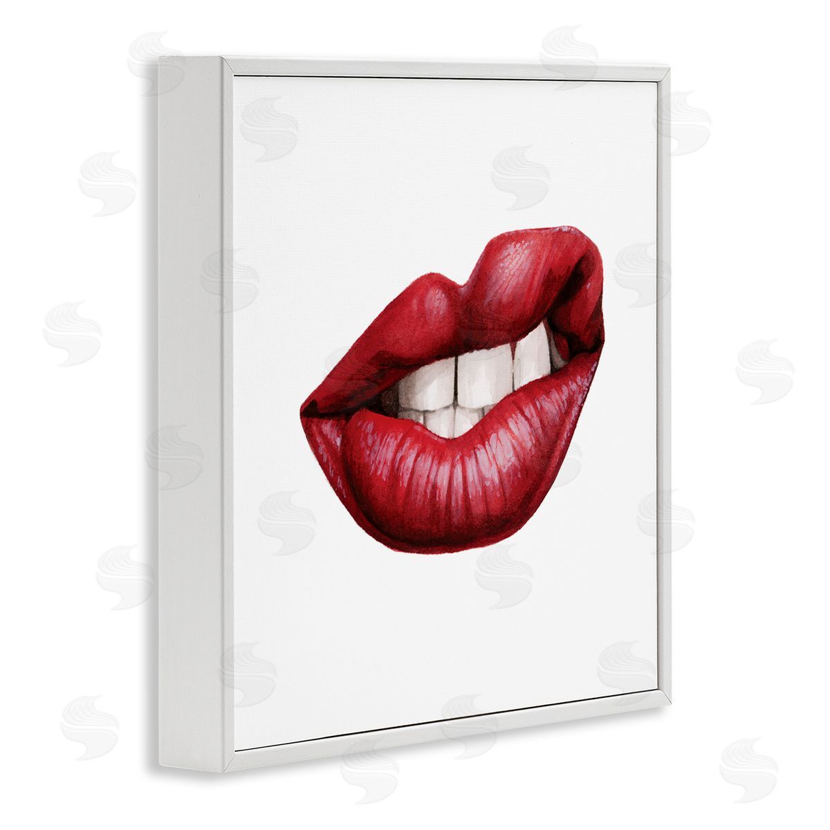 Grace Popp Sneering Lips Bold Emotion Red Lipstick Teeth White Framed Glicee Wall Art Print