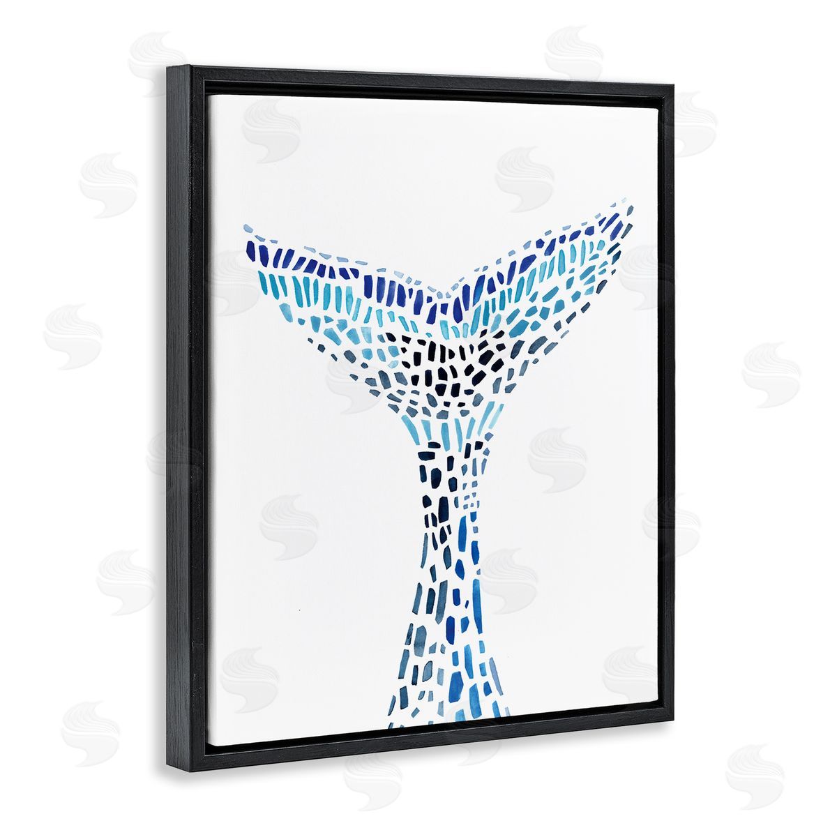 Annie Warren Abstract Nautical Fin Blue Geometric Block Pattern