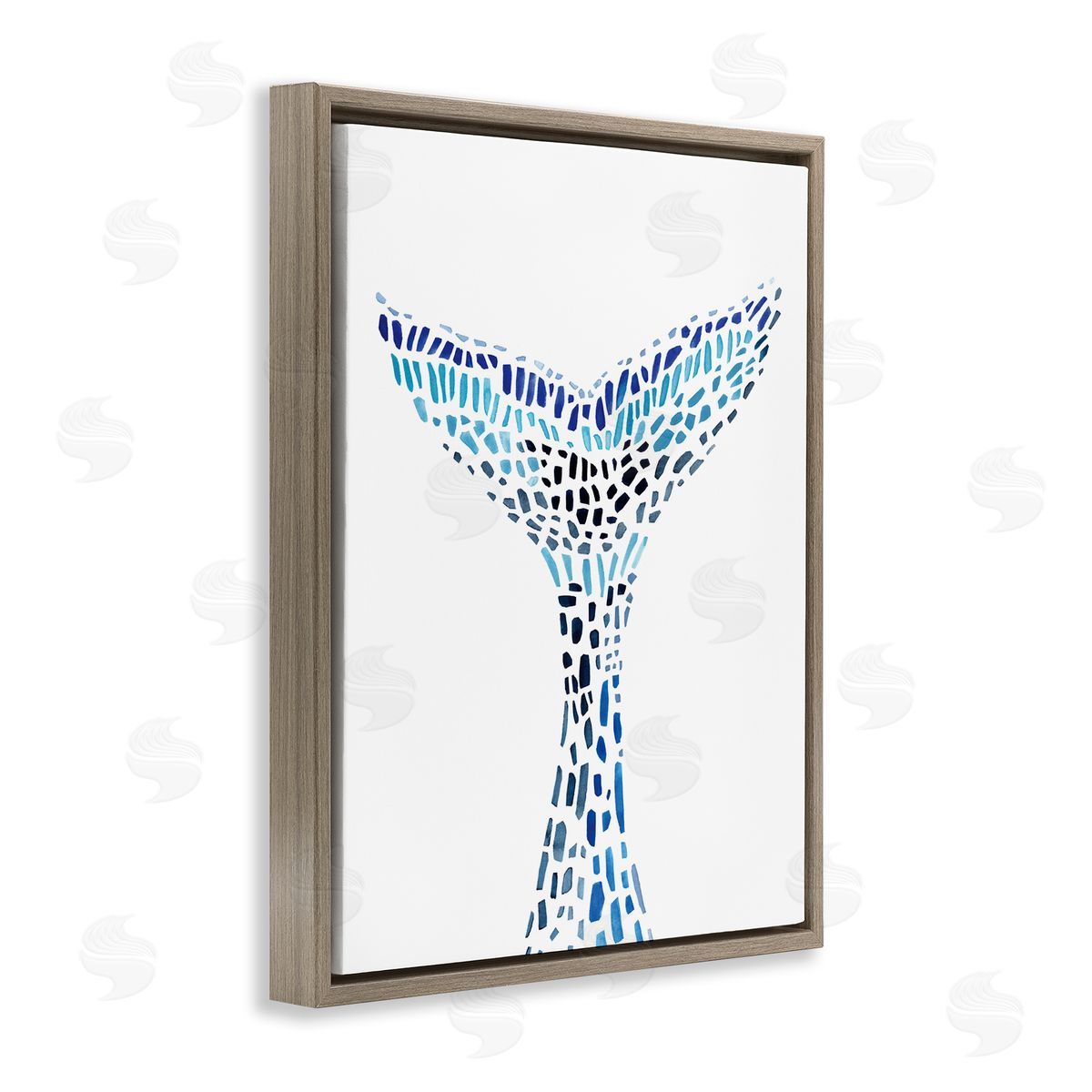 Annie Warren Abstract Nautical Fin Blue Geometric Block Pattern