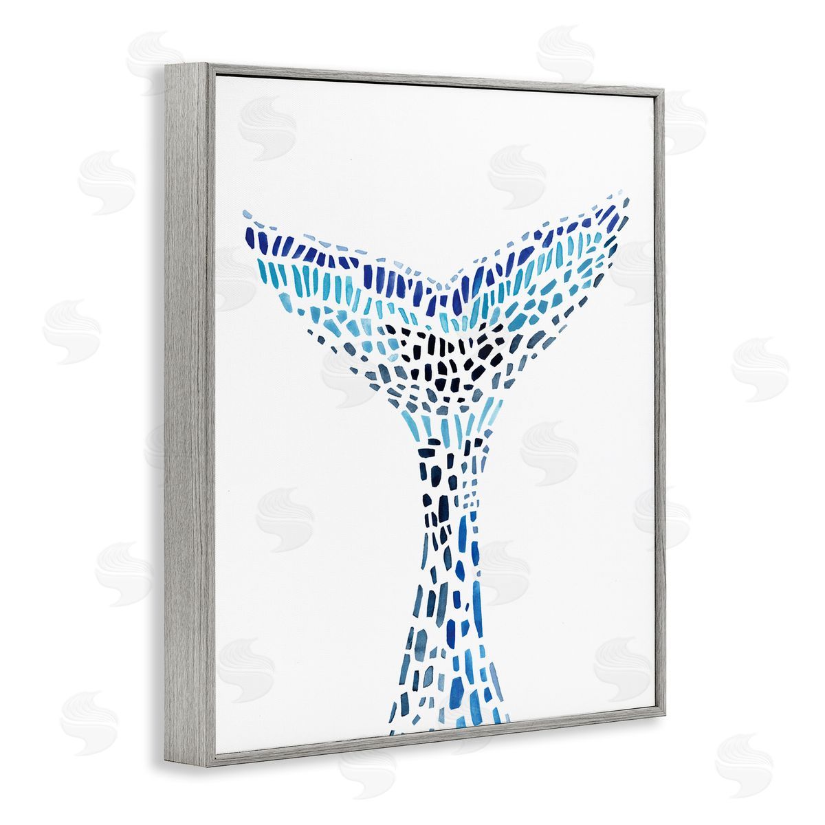 Annie Warren Abstract Nautical Fin Blue Geometric Block Pattern