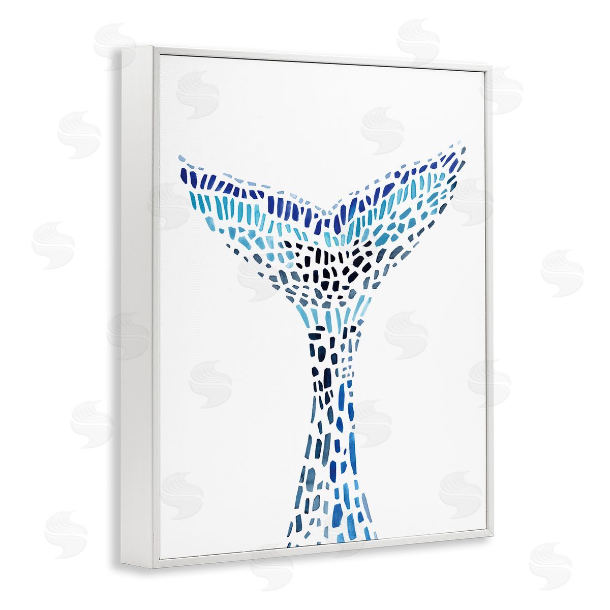 Annie Warren Abstract Nautical Fin Blue Geometric Block Pattern