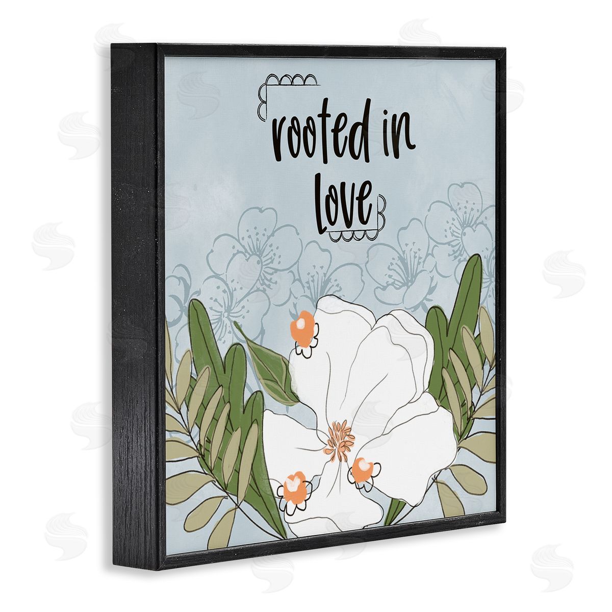 Terri Conrad Rooted In Love Phrase Fluid Floral White Flower Black Framed Glicee Wall Art Print