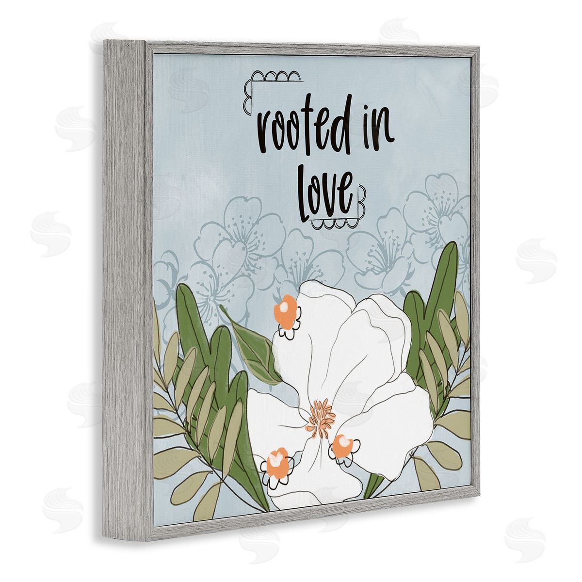 Terri Conrad Rooted In Love Phrase Fluid Floral White Flower Gray Framed Glicee Wall Art Print