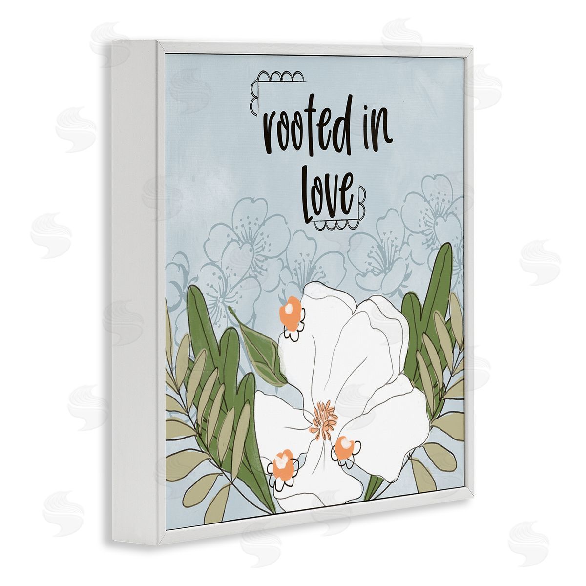 Terri Conrad Rooted In Love Phrase Fluid Floral White Flower White Framed Glicee Wall Art Print