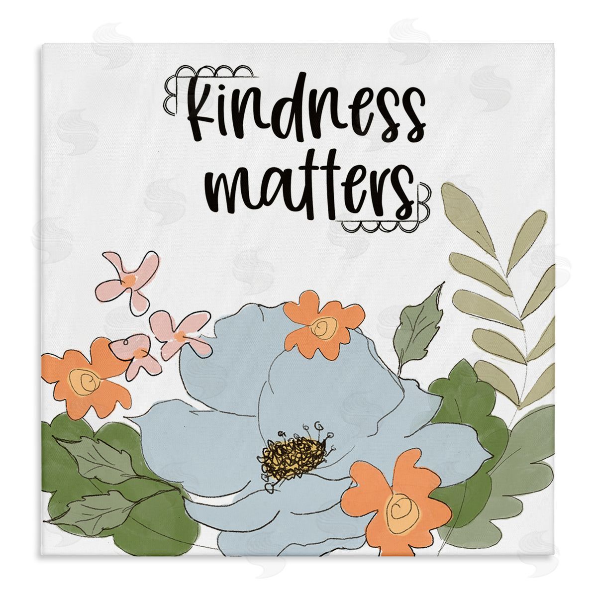 Terri Conrad Kindness Matters Sentiment Floral Bouquet Green Leaves Stretched Canvas Wall Art Print