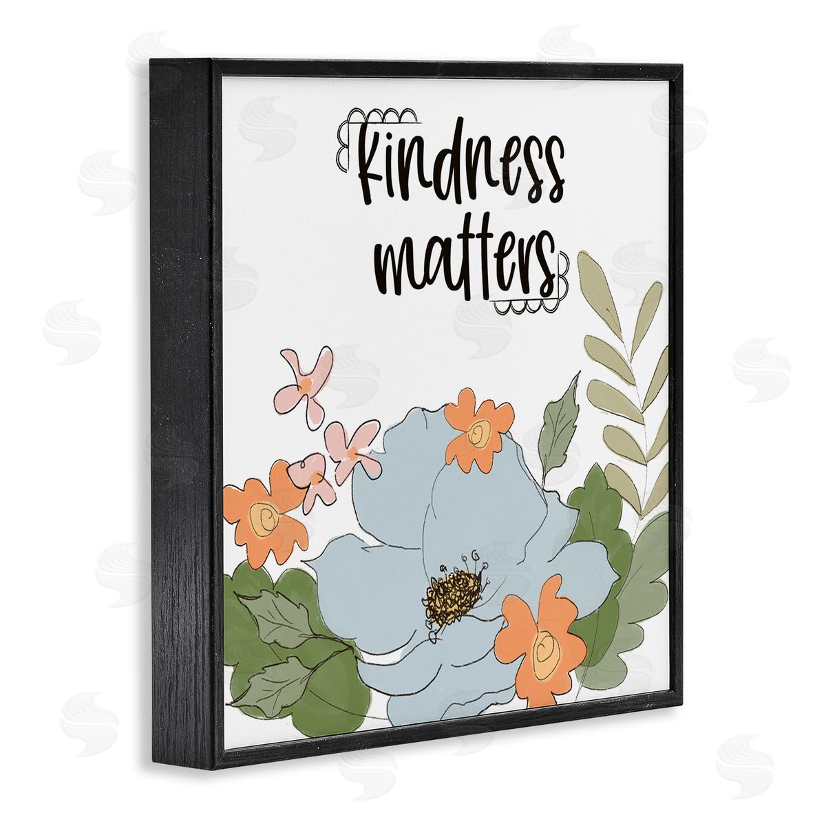 Terri Conrad Kindness Matters Sentiment Floral Bouquet Green Leaves Black Framed Glicee Wall Art Print